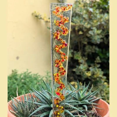 Fusing: Blumenstecker - zickzack rot/orange