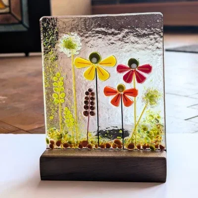 Fusing: Glasbild Blumen