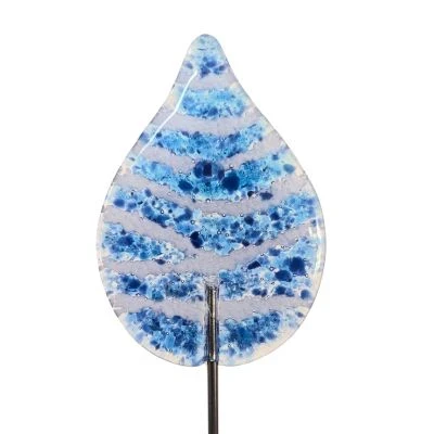 Gartenstecker Tropfen: blau/weiß