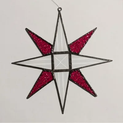 Tiffany-Fensterhänger: Stern 8 Zacken, Bevel, 14,5 cm