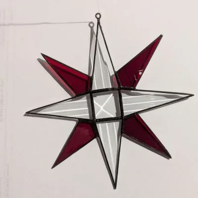 Tiffany-Fensterhänger: Stern 8 Zacken, Bevel, 14,5 cm